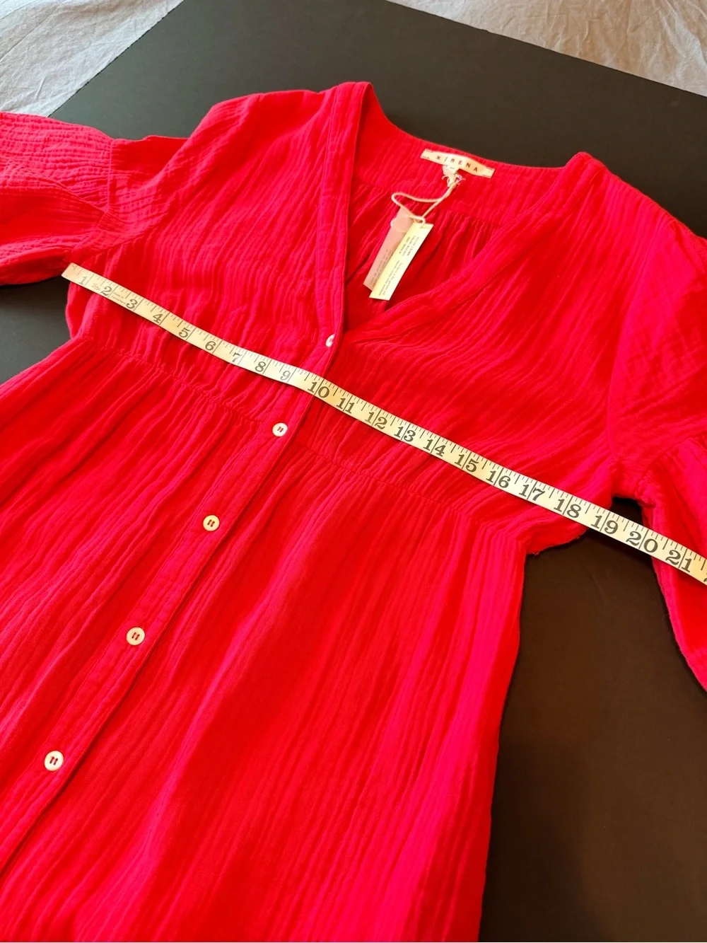 Xirena Kendall Cotton tiered midi dress, Red Hot, size M, NWT, buttondown - Picture 3 of 14